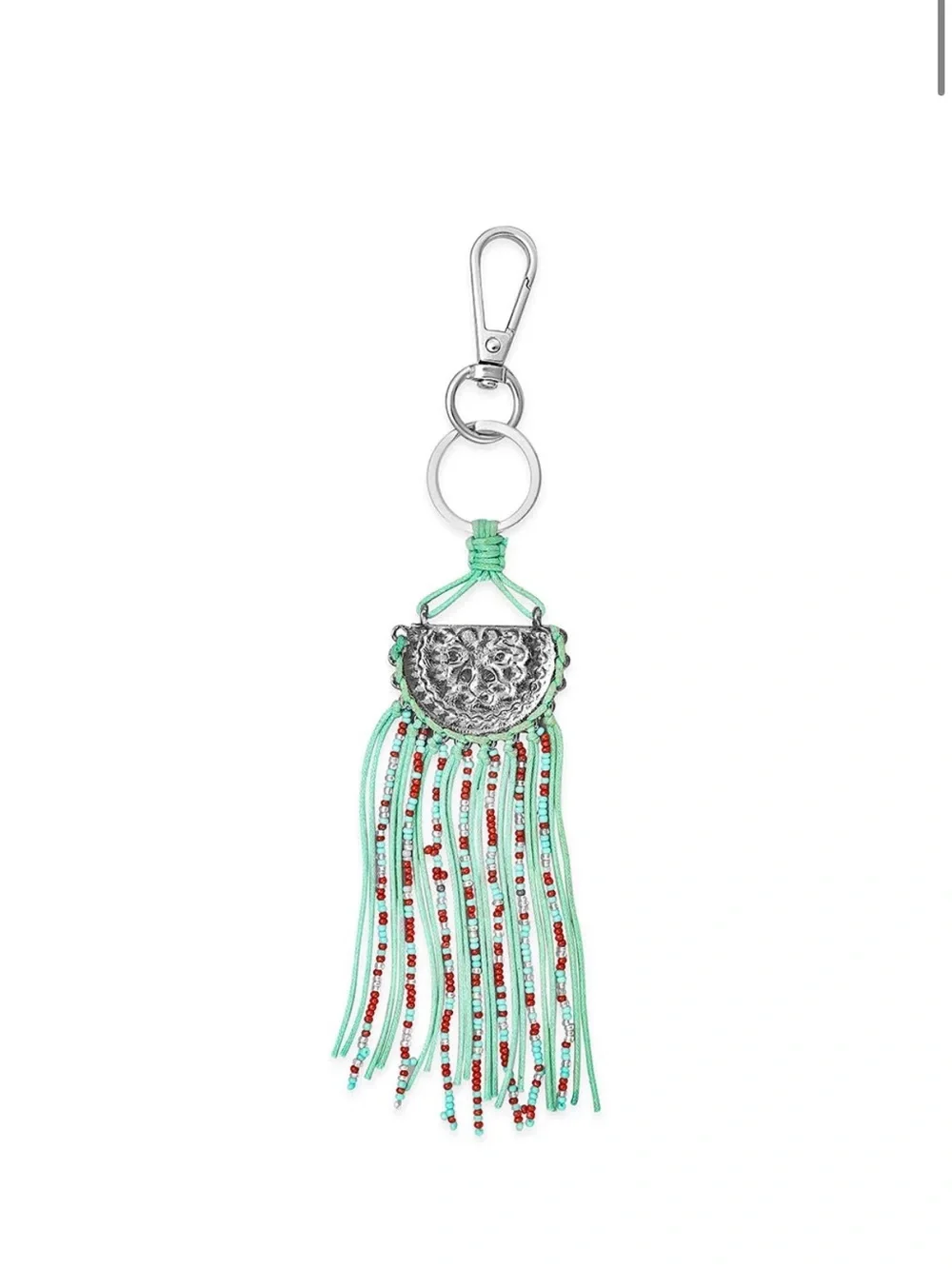Western Bag Charm Boho Mint Beaded Tassel Keychain